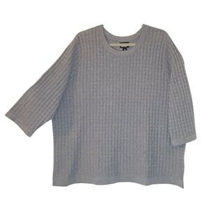 Lands' End Gray Woven Textured 3/4 Sleeve Sweater Size 3X